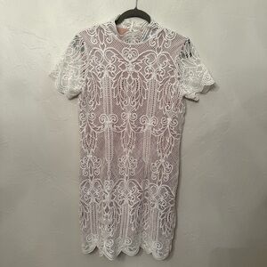 Skies Are Blue White Lace Mini Dress